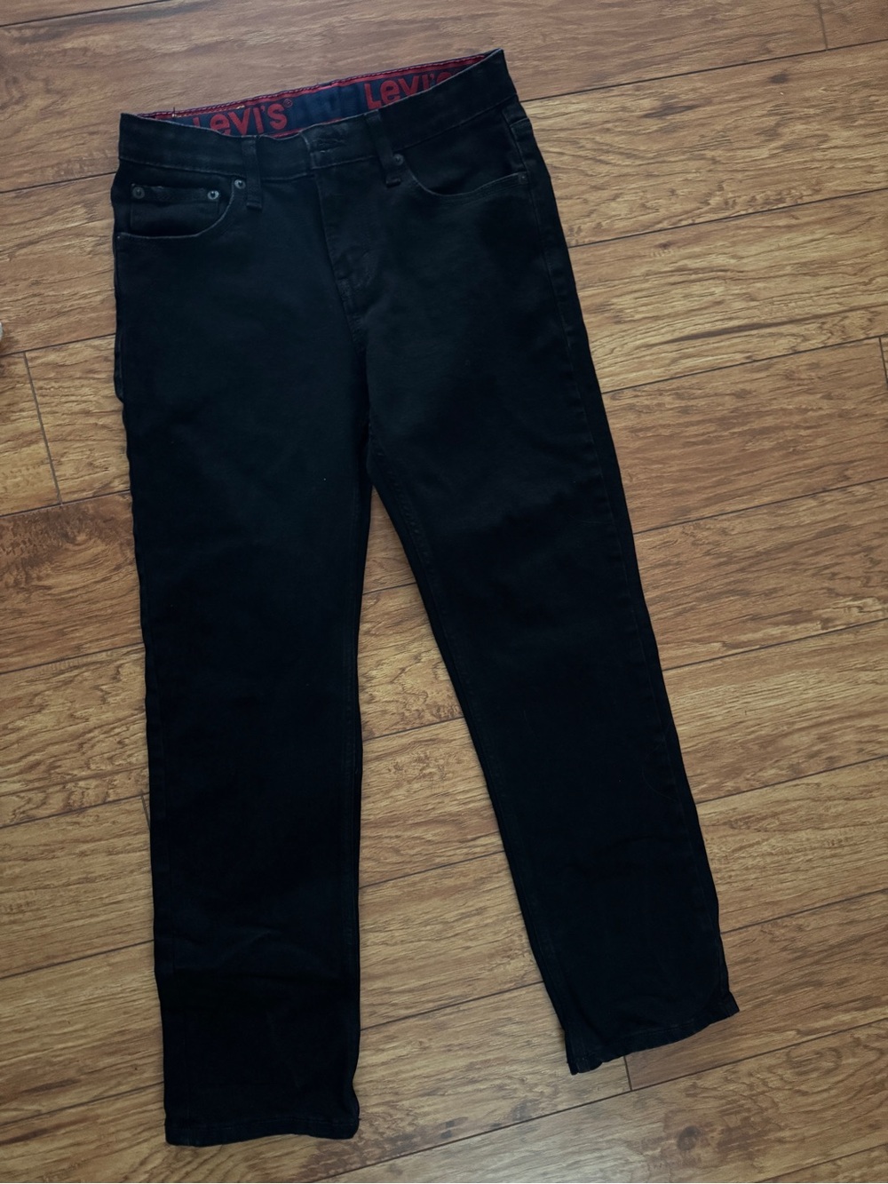 Levi's Kids Black Straight Jeans with Red Waistband Detail